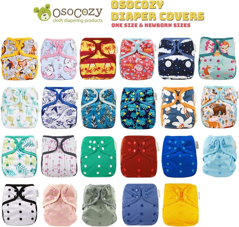 OsoCozy Newborn Reusable Cloth Diaper Covers - Adjustable Snap Fit & Double Leg Gussets for Baby Boys & Girls from 6-12 Pounds. Use with Prefold, Flat or Fitted Cloth Diapers or Snap-in Inserts - Image 2